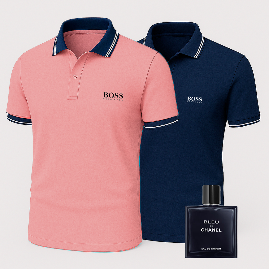 [BUY 1 GET 2] Premiere Polo Shirt Kit – 2 Premium Polos + Free Luxury Fragrance